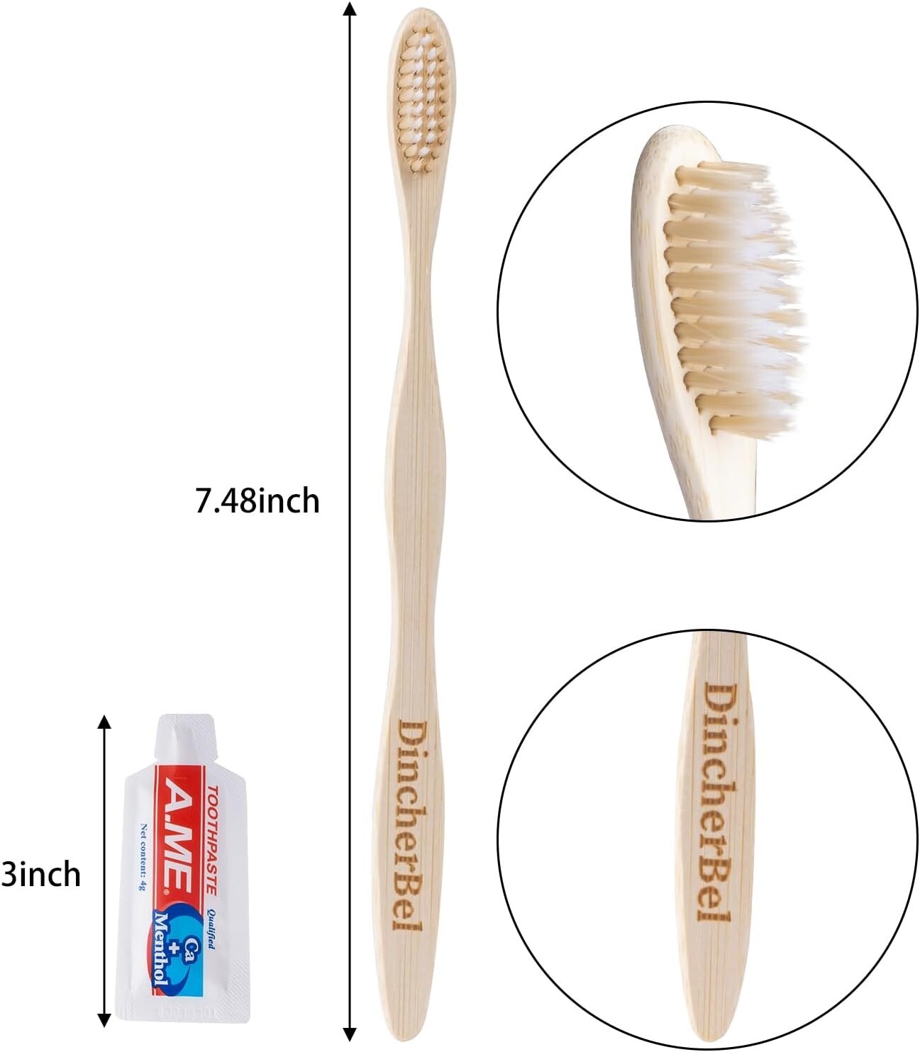 Biodegradable Travel Toothbrush Kit - 50 Disposable Bamboo Brushes & Toothpaste