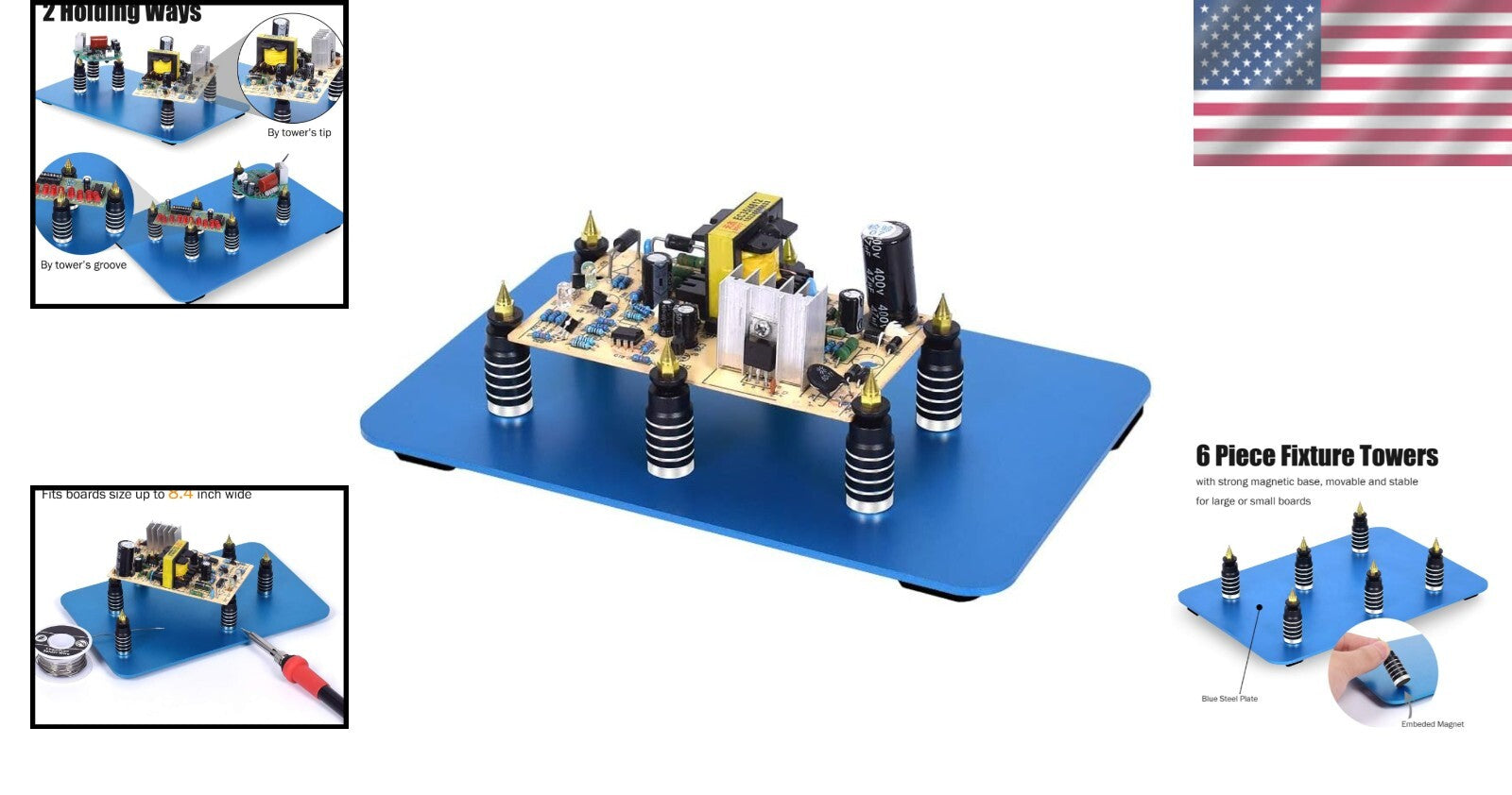 Durable ESD Safe Circuit Board Holder with 6 Metal Pillars for Exact Positioning
