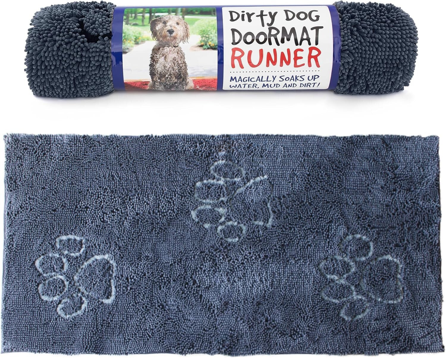 Versatile Machine Washable Doormat for Dogs - Absorbent Mist Grey Rug, 60" X 30"