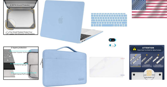 Durable Hard Shell Case & Sleeve for MacBook Air 13-Inch - M1, Stylish Airy Blue
