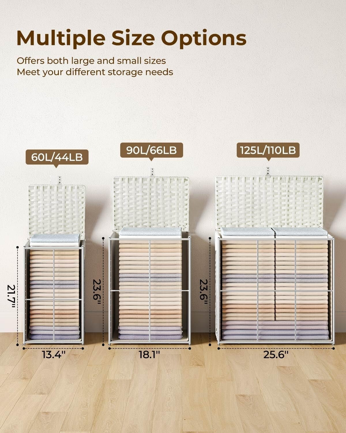 Moisture-Resistant 60L Rattan Laundry Basket with Lid & 4 Bundle Essentials