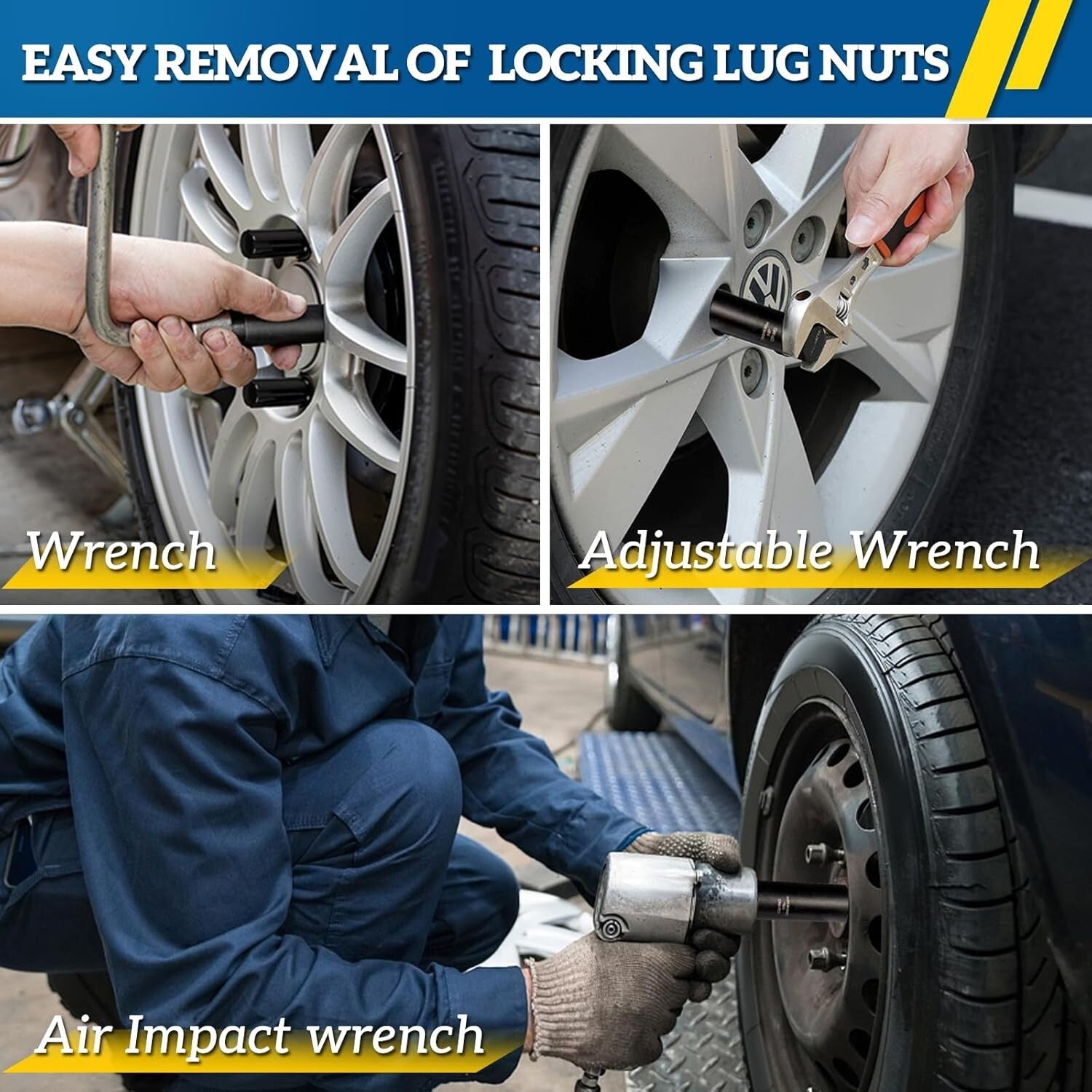 Versatile 10-Piece Lug Nut Extractor Kit - SAE & Metric Compatibility for Wheels