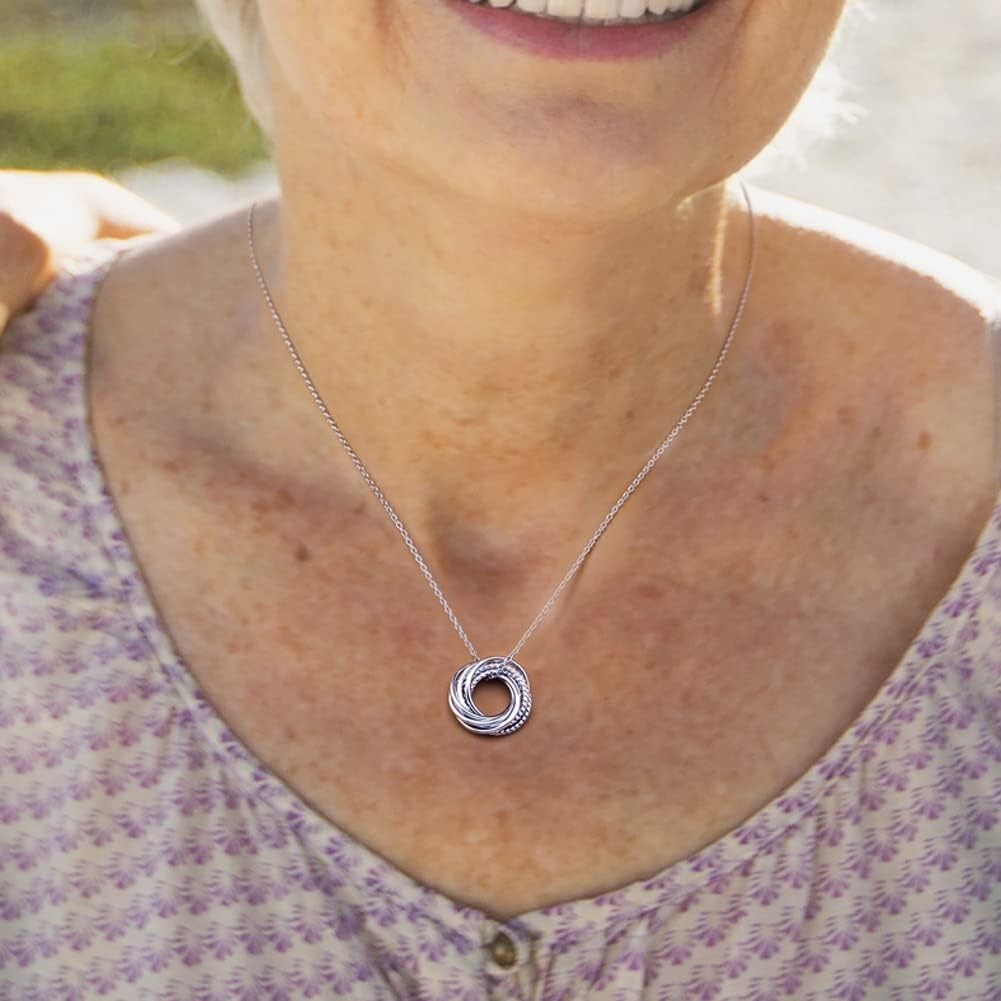 Elegant 80th Birthday Gift - Sterling Silver Necklace with Interlocked Rings