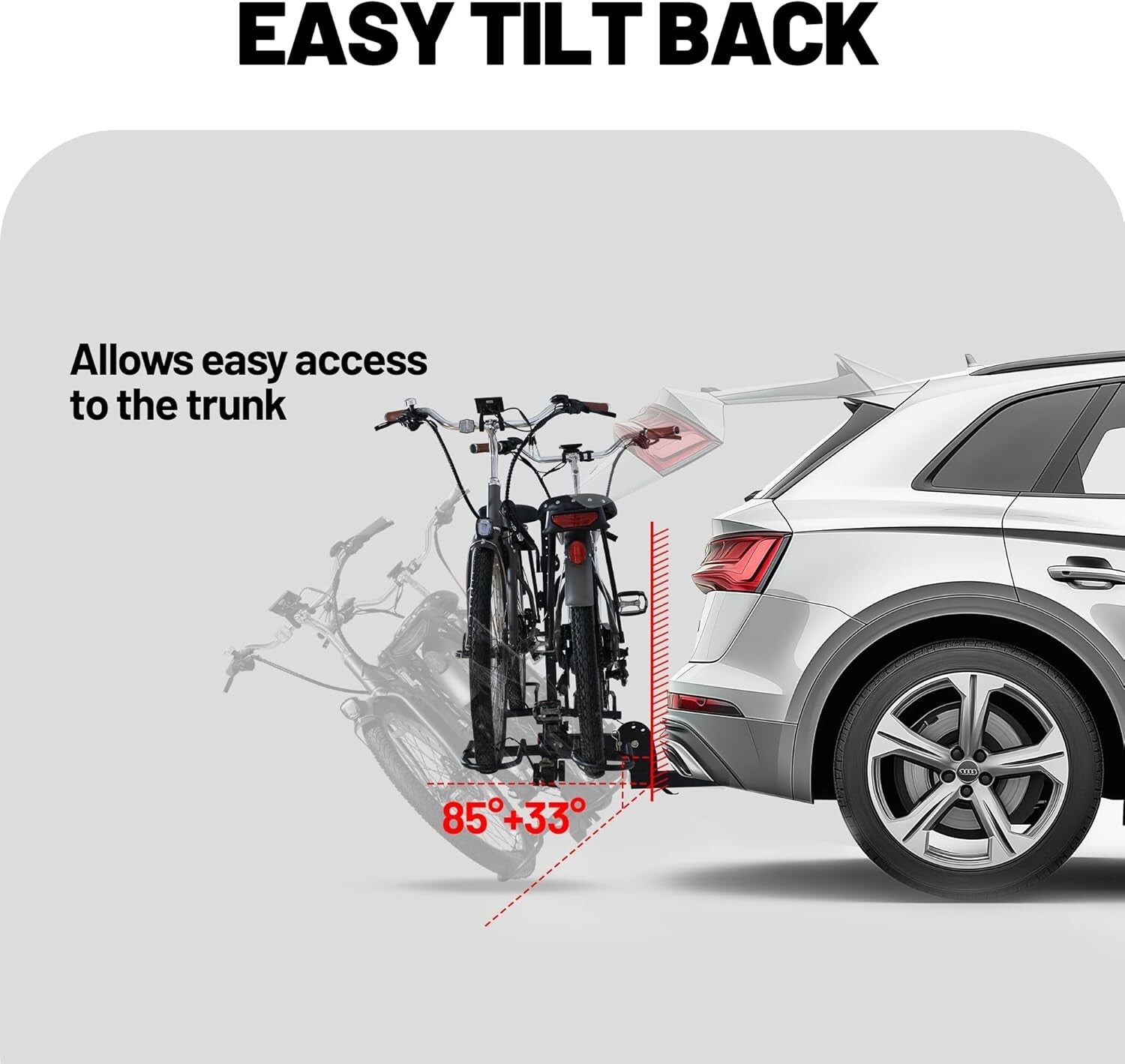 Sturdy Hitch-Mount Bike Rack for 2 Bikes - Foldable & Reflective Safety Design