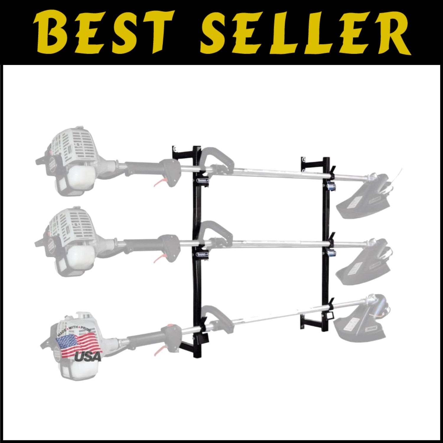 3-Position Snap-In Trimmer Rack - Heavy-Duty Carbon Steel for Landscape Trailers