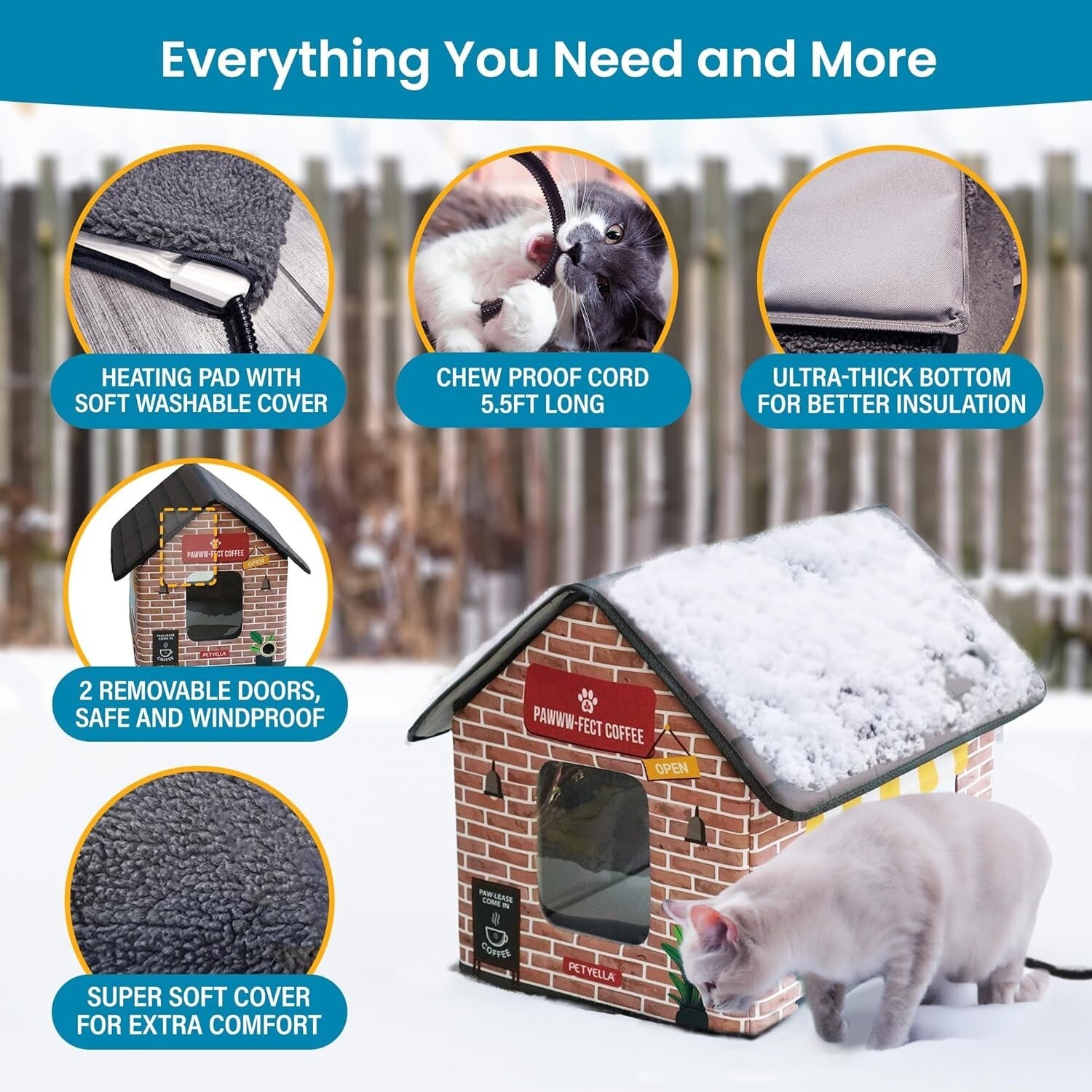 Luxury Heated Cat House - Waterproof & Insulated Shelter for Outdoor Cats