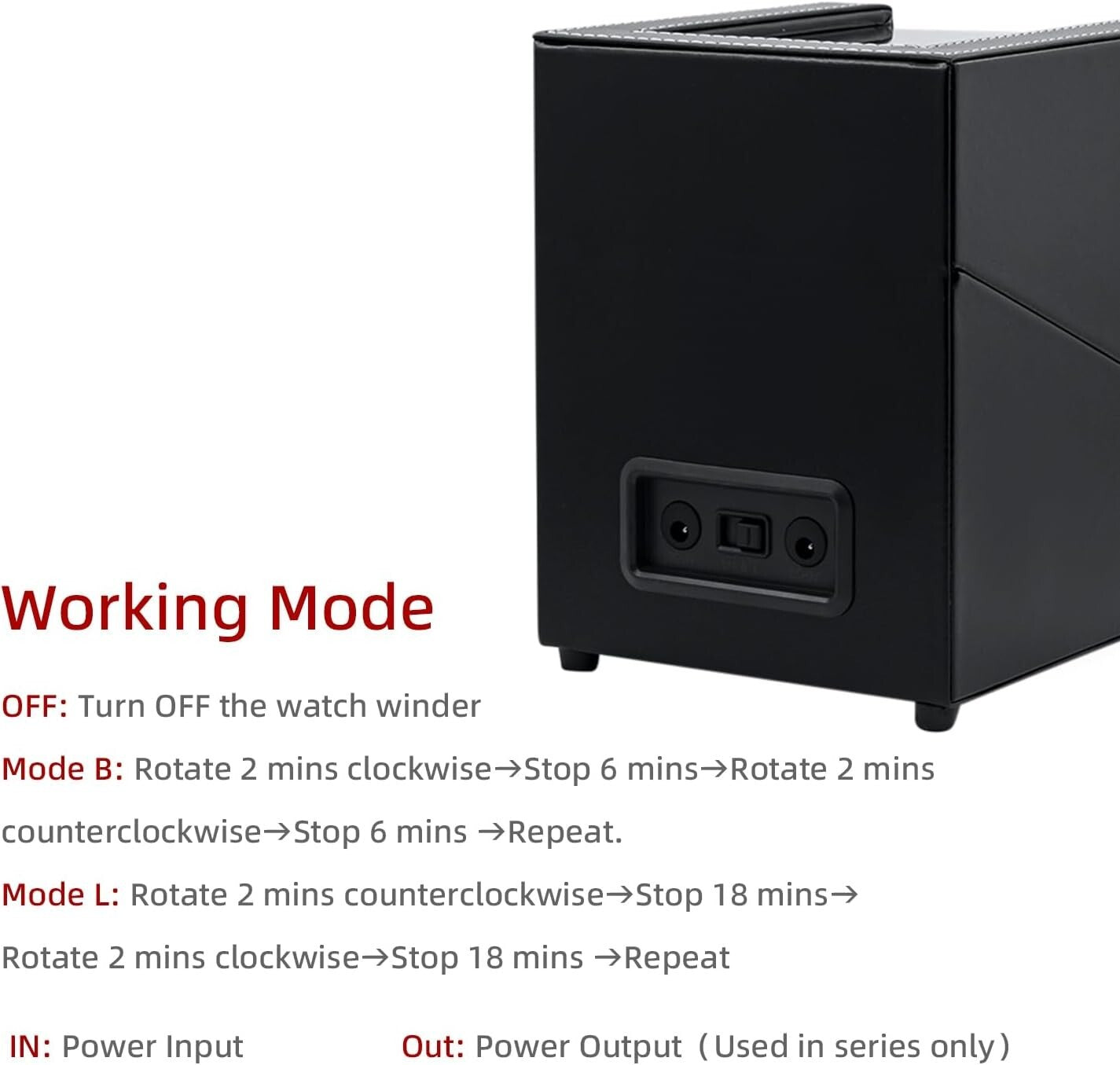 Black Elegant Watch Winder Box with Two Rotation Modes - Perfect Gift for Men