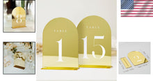 Load image into Gallery viewer, Elegant Gold Mirror Wedding Table Numbers 1-15 with Sturdy Acrylic Stands