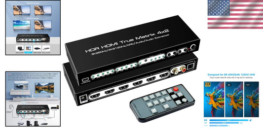 4K 120Hz HDMI Matrix Switcher with Optical Audio Output and IR Remote Control