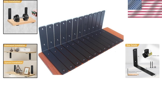 12 Pack Heavy-Duty Black Steel Shelf Brackets - 8"x6" for Sturdy Support