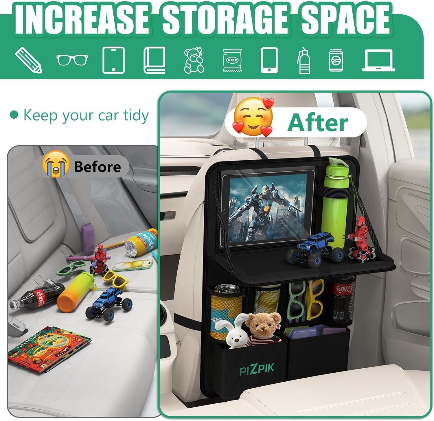 Family-Friendly Backseat Organizer with Quick Assembly and Travel Convenience