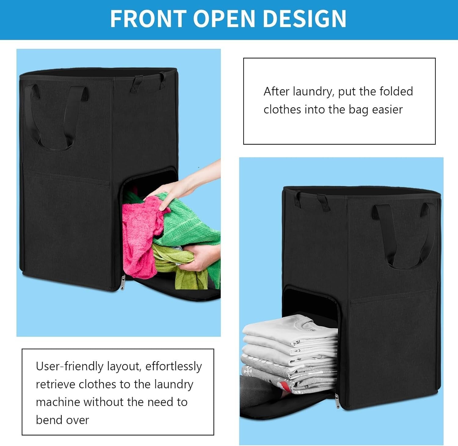 Large Durable Backpack Hamper with Zipper and Drawstring Closure for Easy Use