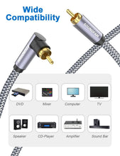 Load image into Gallery viewer, 50ft Tangle-Free 90 Degree RCA Cable for Clear Subwoofer Sound &amp; Easy Connection