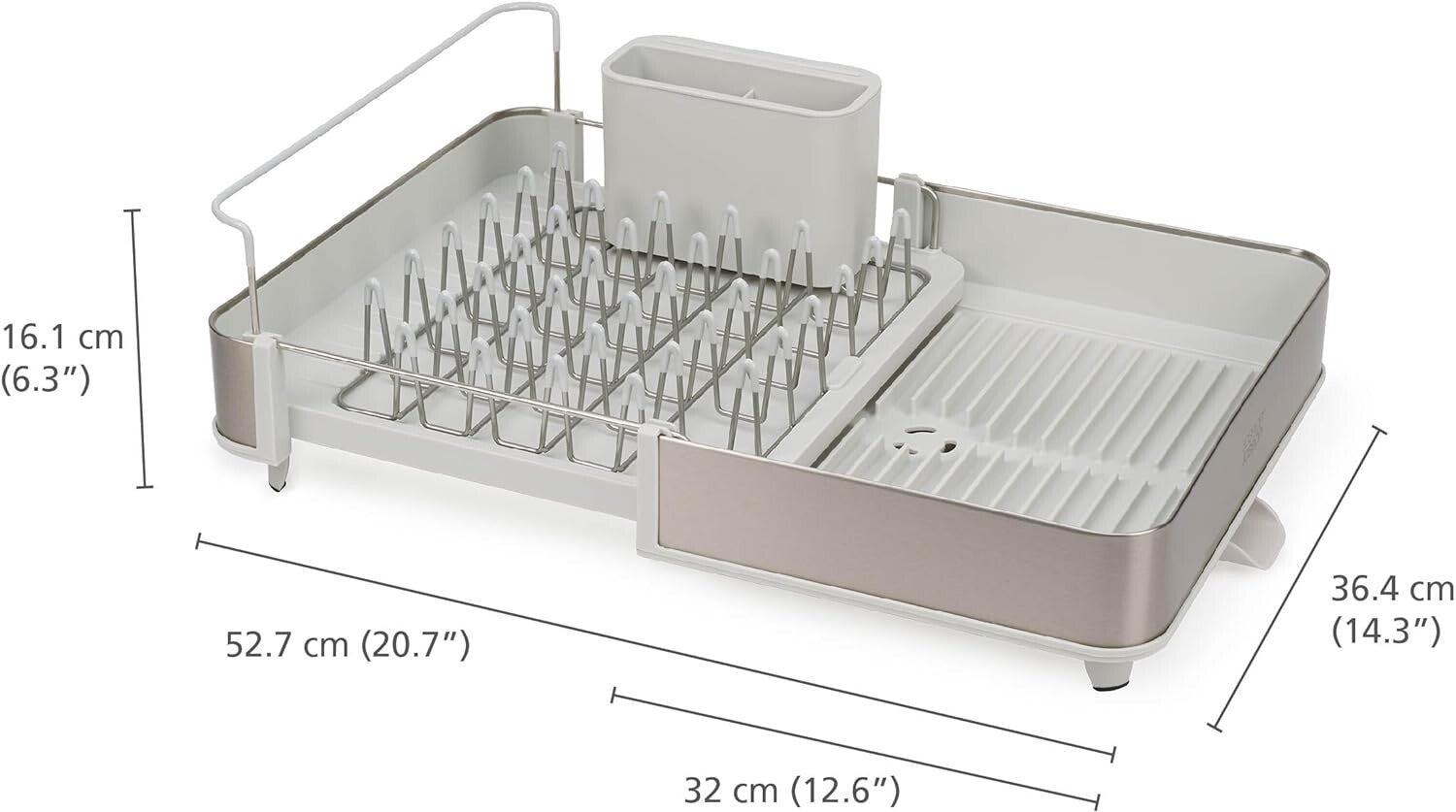Durable Stainless Steel Drying Rack with Adjustable Tray and Cutlery Drainer