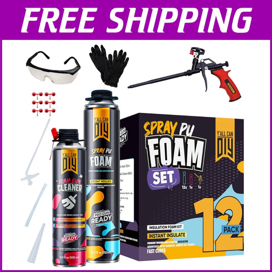 Expanding Spray Foam Insulation Kit for Gaps & Cracks - 240 Board Feet Coverage