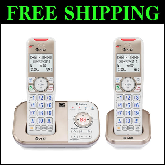 Champagne Gold/White DECT 6.0 Phone - 2 Handsets with Voice-Activated Answering