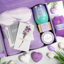Load image into Gallery viewer, Unique Birthday Gift for Women: Lavender Spa Basket with Luxury Flannel Throw