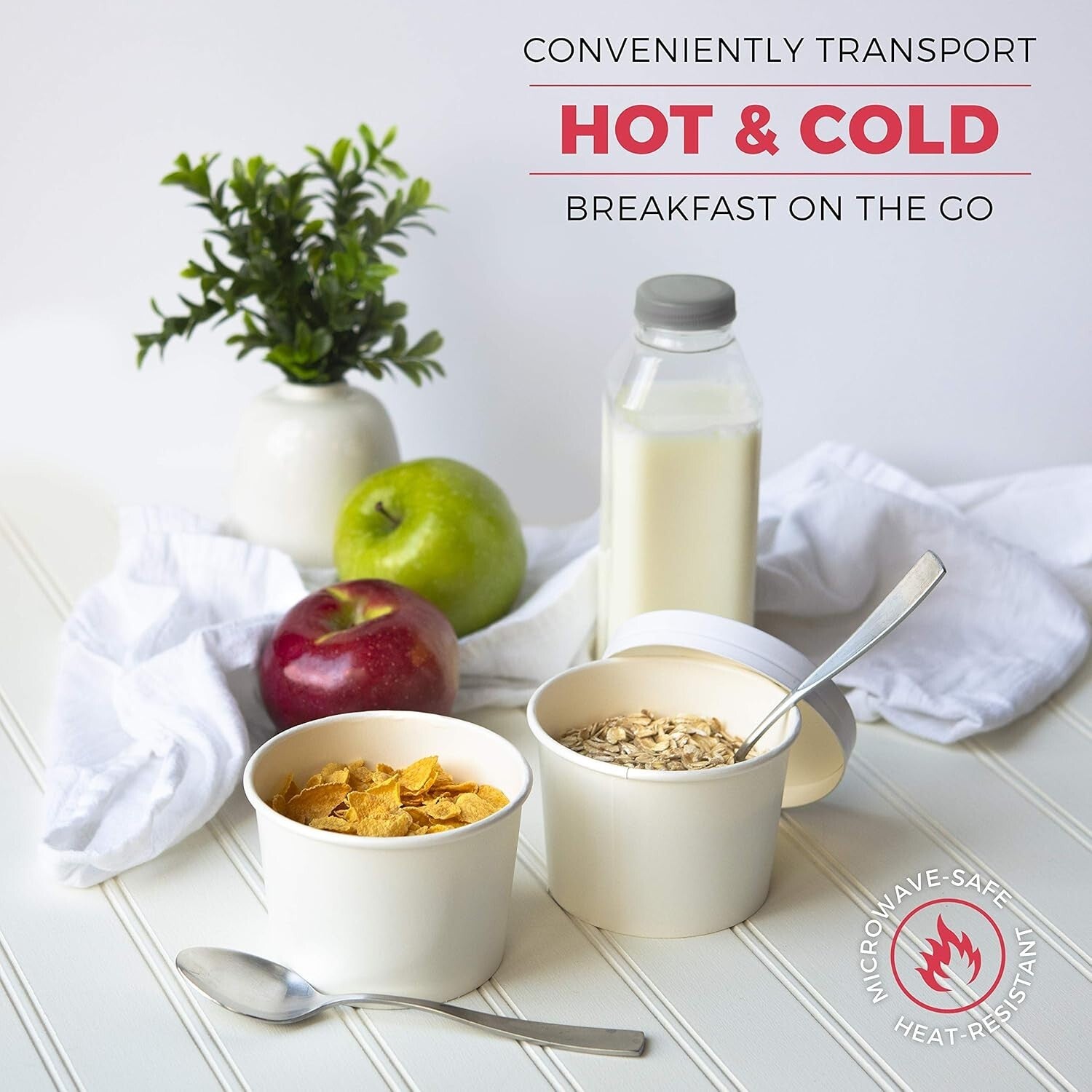 50-Pack 16oz Disposable White Paper Soup Bowls with Vented Lids - Leak-Resistant