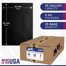 Load image into Gallery viewer, Ultimate Heavy-Duty 55 Gallon Garbage Bags - 3 MIL Thick &amp; Leak-Proof - 25 Count