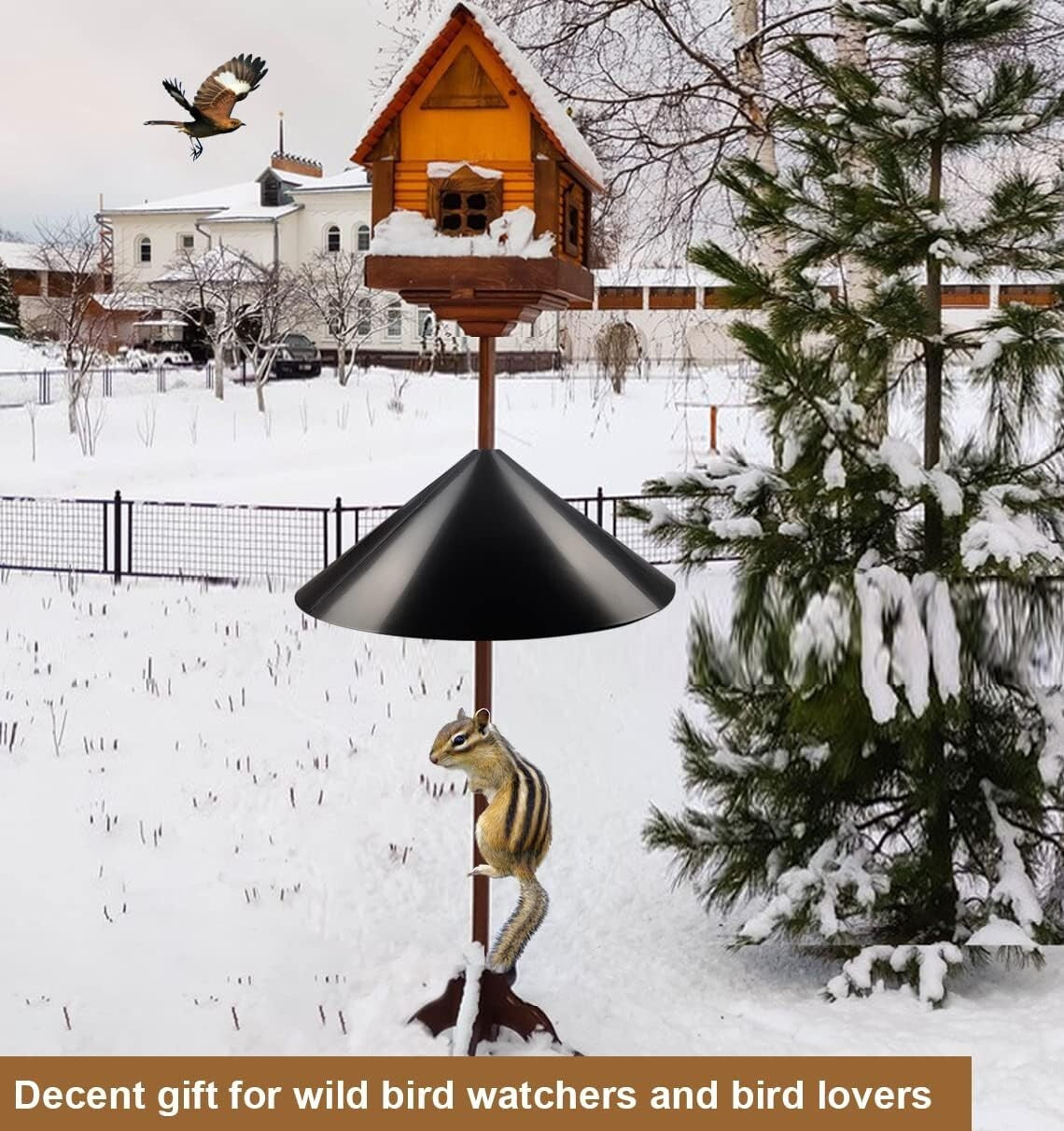 Elegant Pole-Mounted Squirrel Baffle - 19-Inch Diameter for Bird Feeder Defense