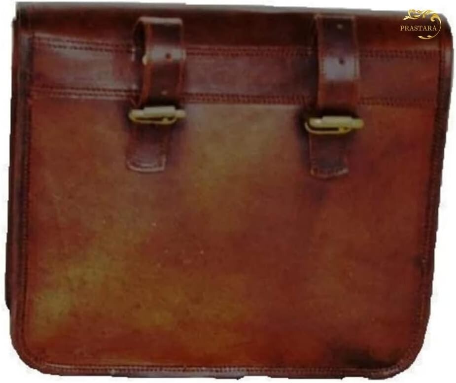 Stylish 100% Goat Leather Motorcycle Saddlebag with Adjustable Strap - 15" Wide