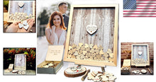 Load image into Gallery viewer, Unique Wooden Guest Book with Hearts &amp; Stand - Perfect for Weddings &amp; Parties