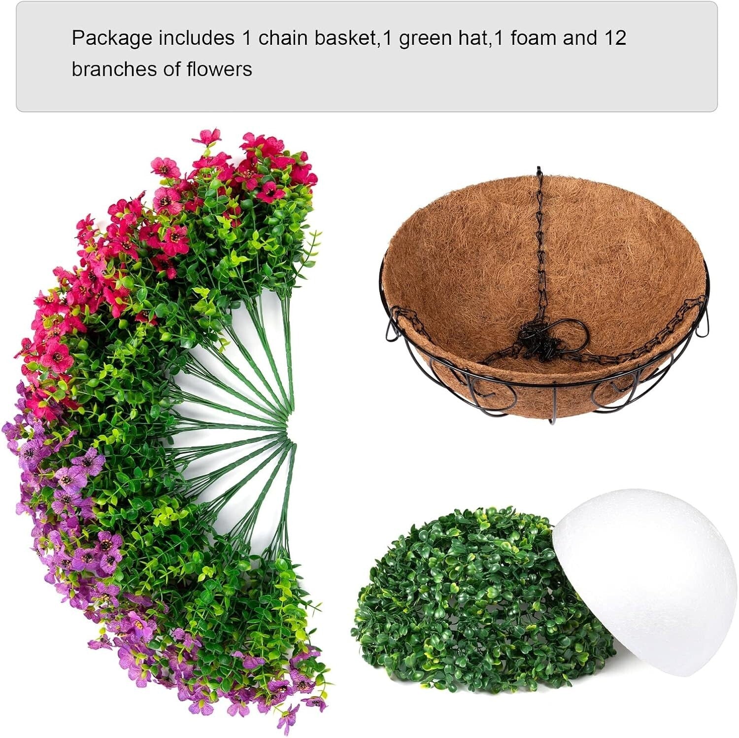 Beautiful Hanging Flower Basket with Rattan Container - Outdoor Elegance