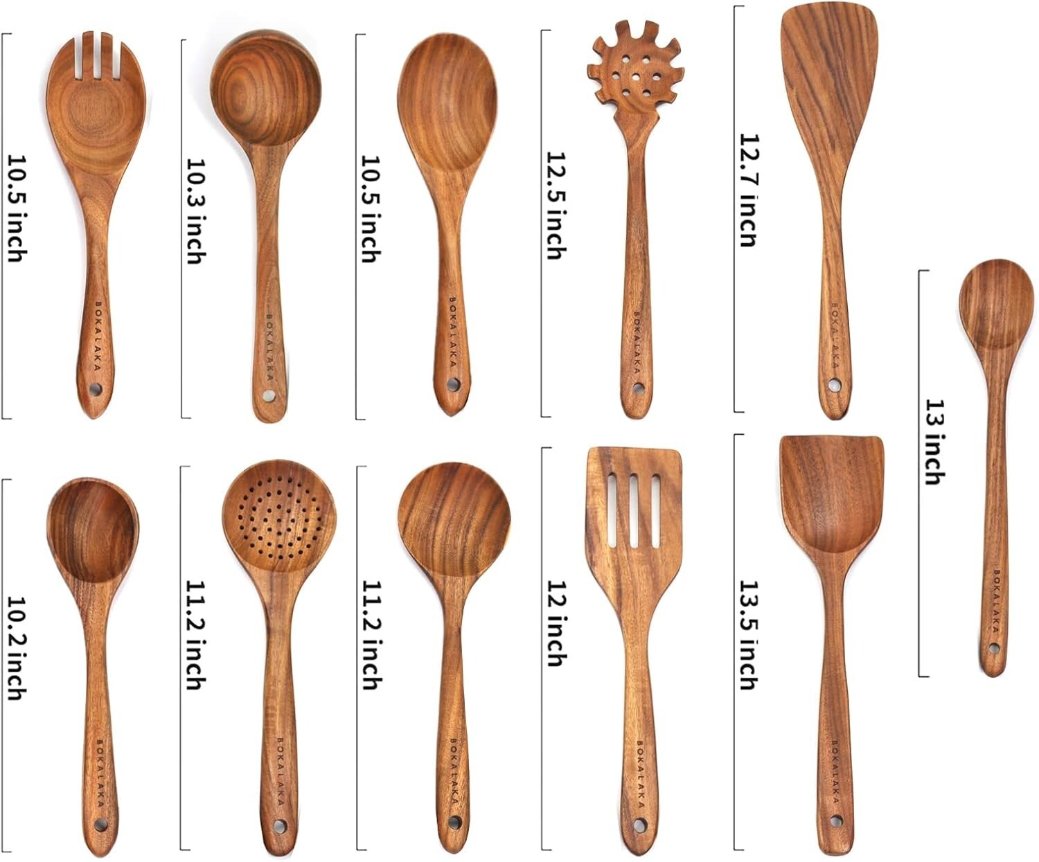Elegant 11-Piece Teak Wooden Kitchen Utensils Set - High Heat Resistant Tools