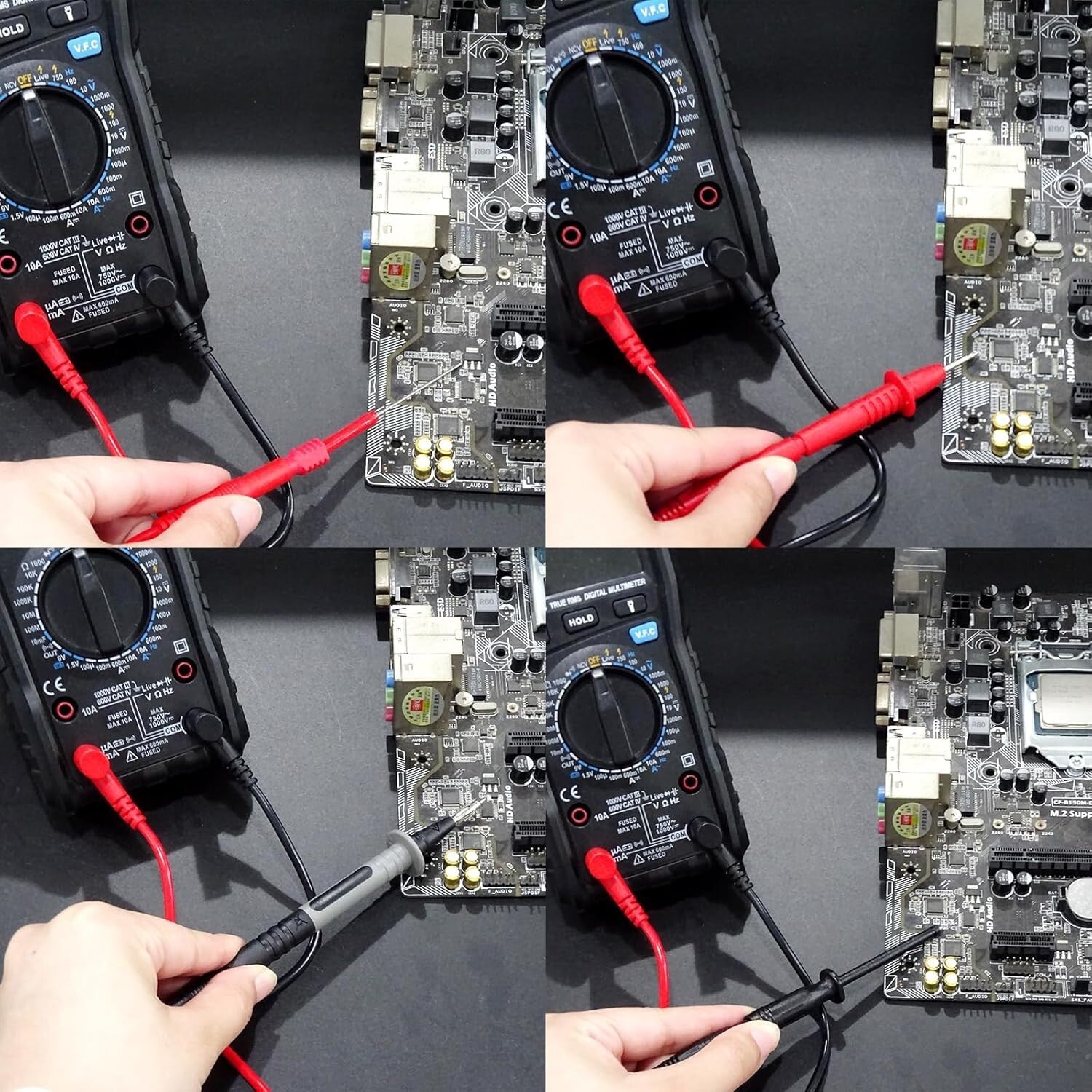 Professional Silicone Multimeter Test Leads Set with Alligator Clips & Tweezers