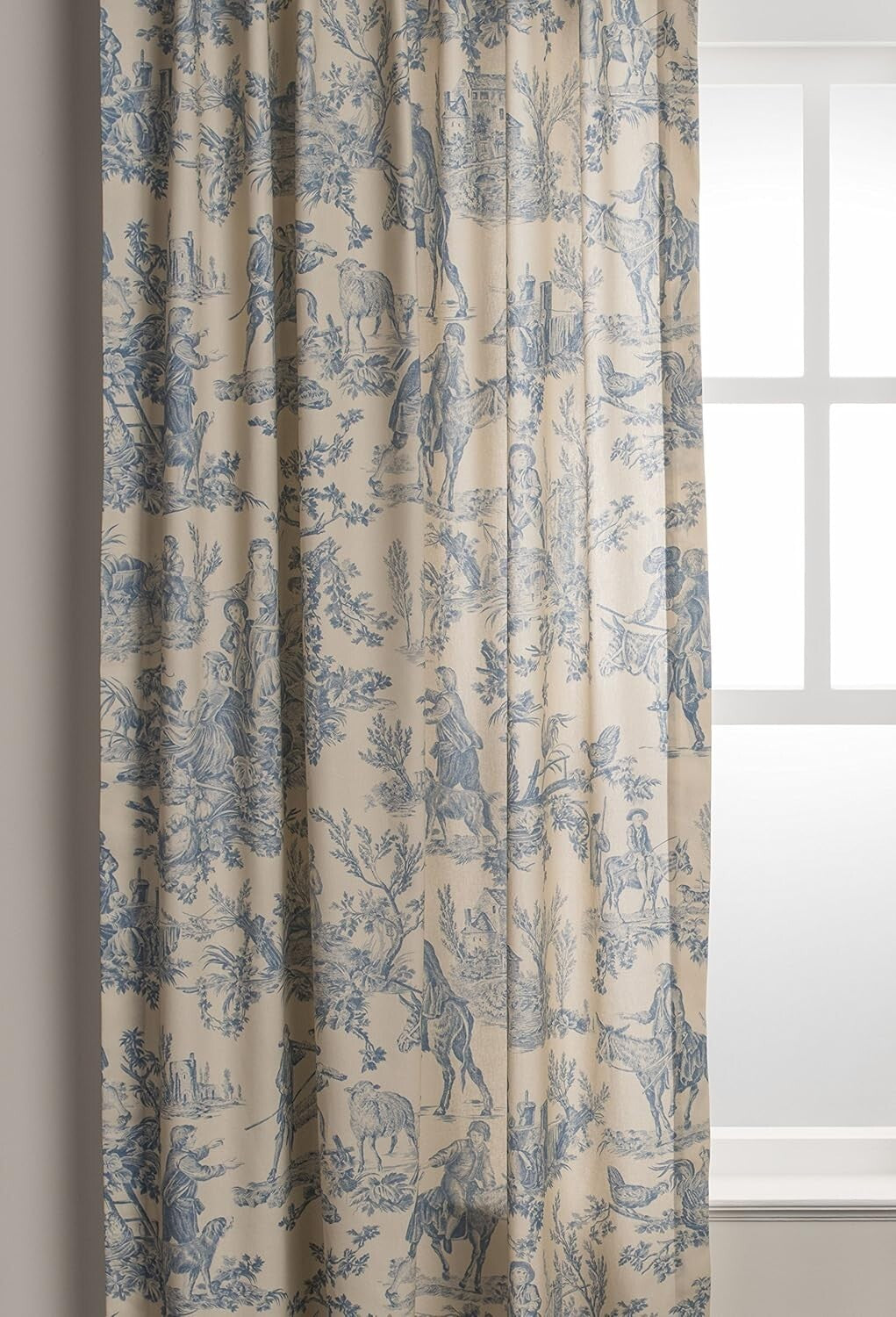 Charming 100% Cotton Toile Drapes 50" W x 108" L - Classic Elegance for Any Room