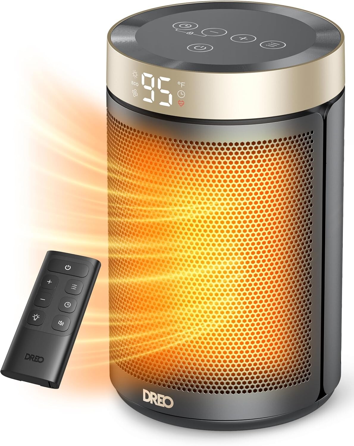 Elegant Gold Tower Space Heater with Remote Control and 5 Modes for Every Room