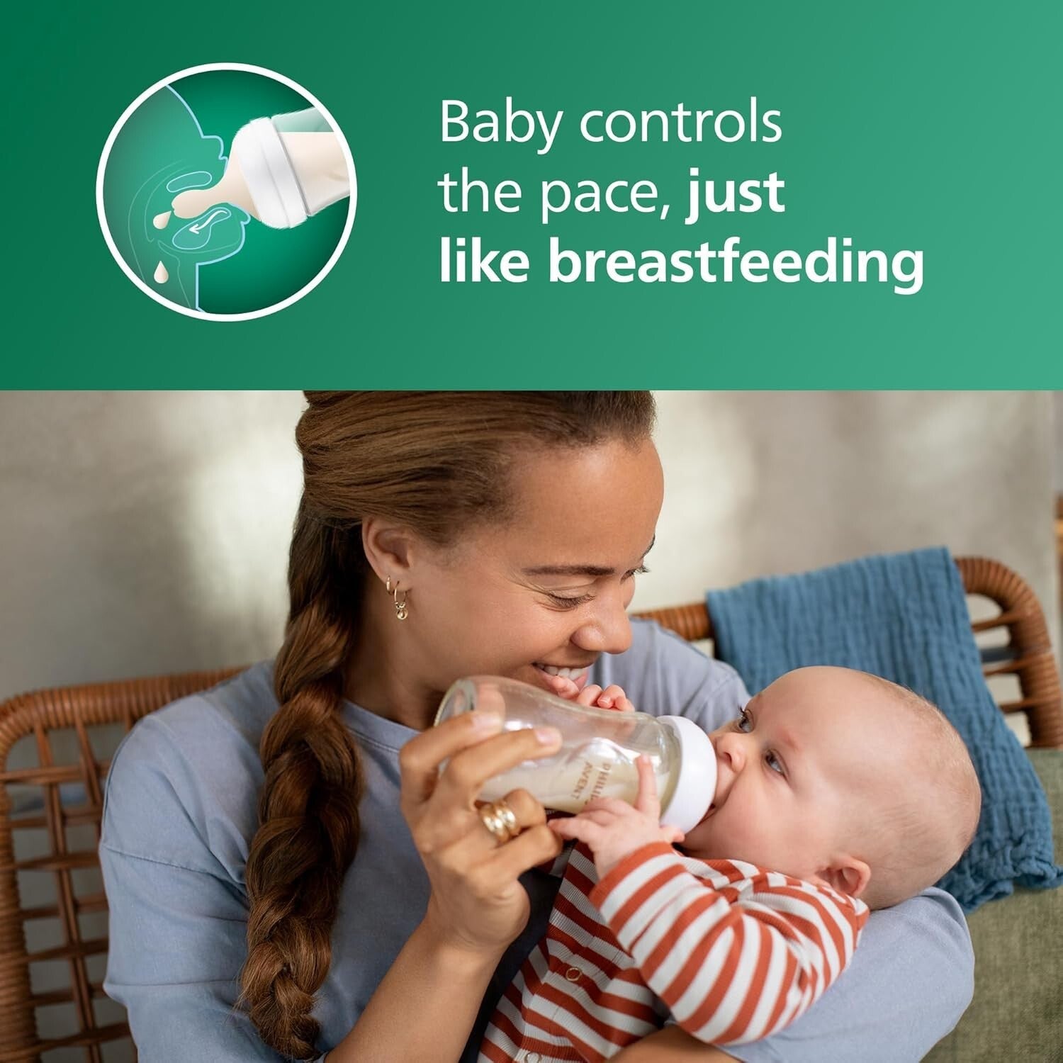 Premium Philips 8oz Glass Baby Bottles - Flow 3 Natural Response Nipples, 4-Pack