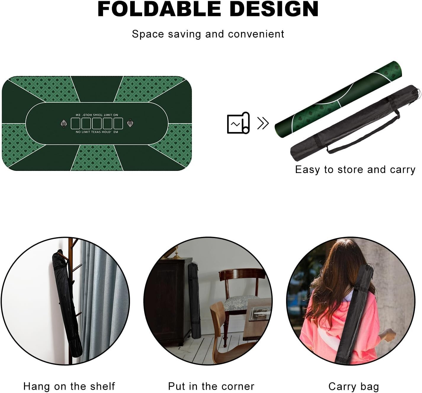 Professional Quality 94 x 47 Inch Poker Mat for 10 Players - Strong & Durable