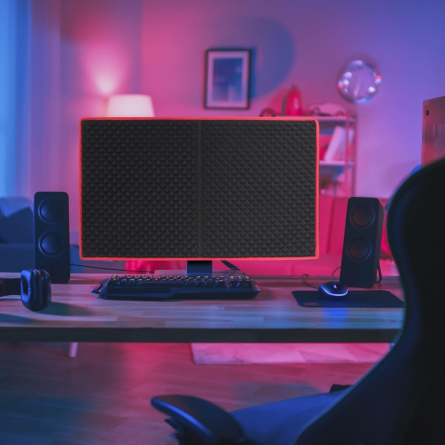 Stylish Red & Black 27-Inch Monitor Cover - Ultimate Protection for Gamers