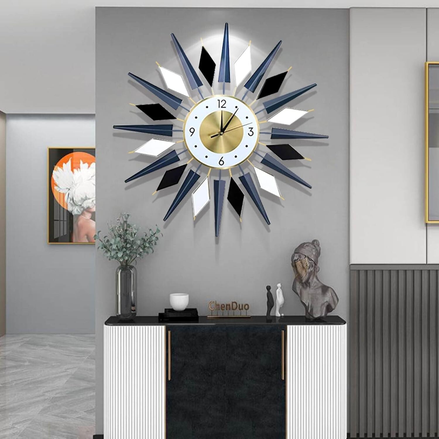 Elegant 28-Inch Decorative Wall Clock - Silent Movement for Living Spaces