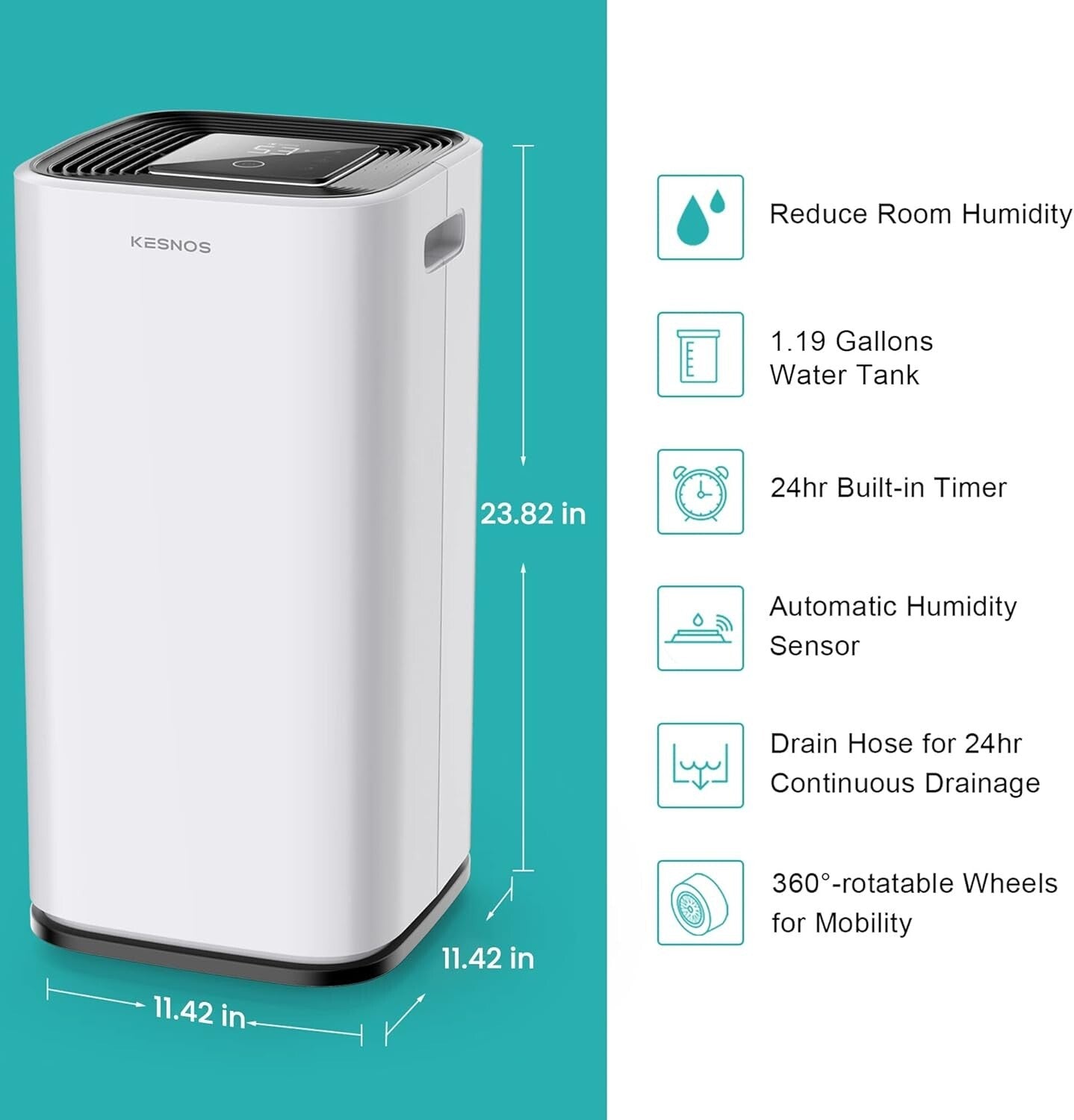 Advanced 70 Pint Dehumidifier with Continuous Drainage for Large Spaces