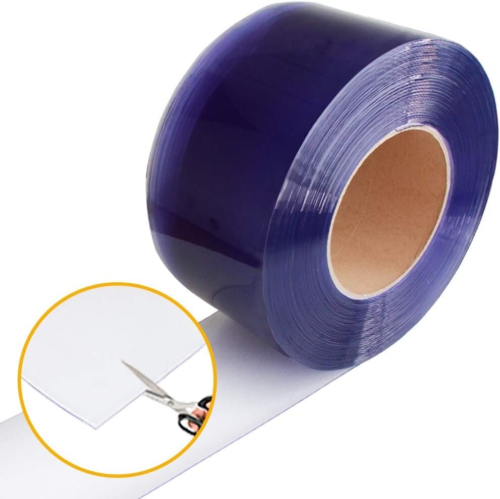 Important 164' x 8" Clear PVC Strip Door Roll - Waterproof & Scratch-Resistant