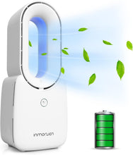 Load image into Gallery viewer, Quiet Bladeless USB Fan with Colorful LED Light - Ideal for Bedrooms &amp; Offices