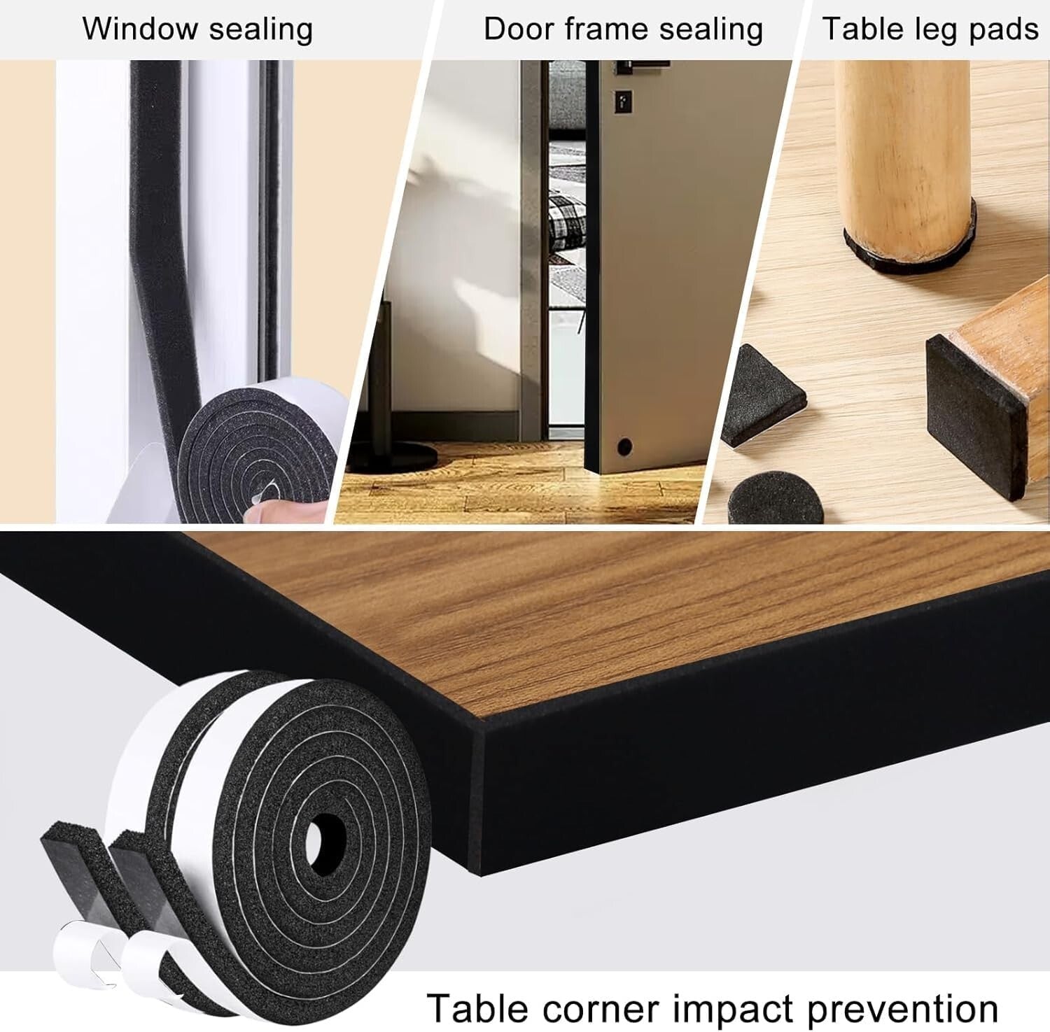 Customizable Foam Insulation Tape - Durable 197ft Weather Stripping for Home Use