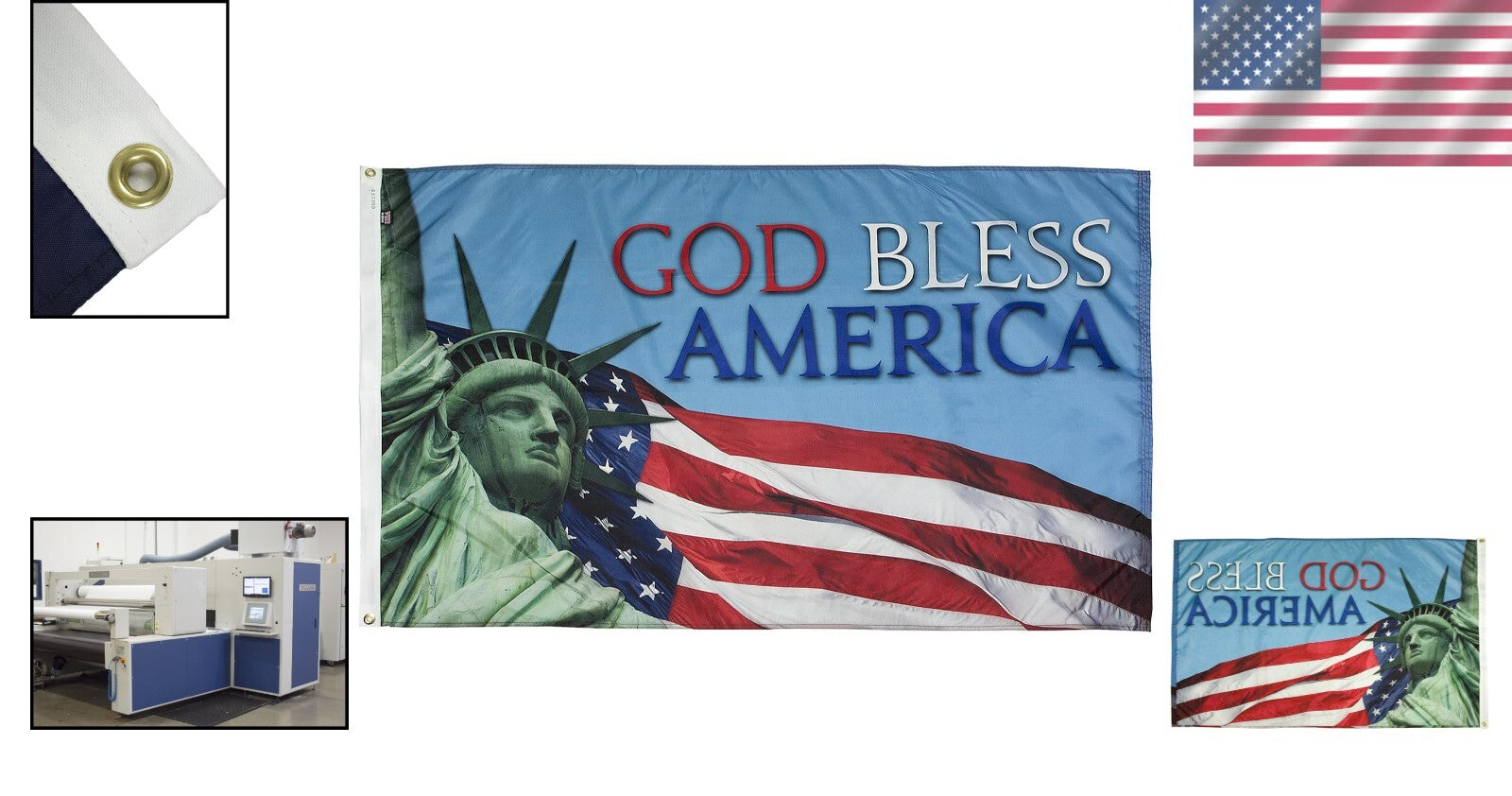 Heavy-Duty God Bless America Nylon Decorative Flag - Made in the U.S.A., 3x5'