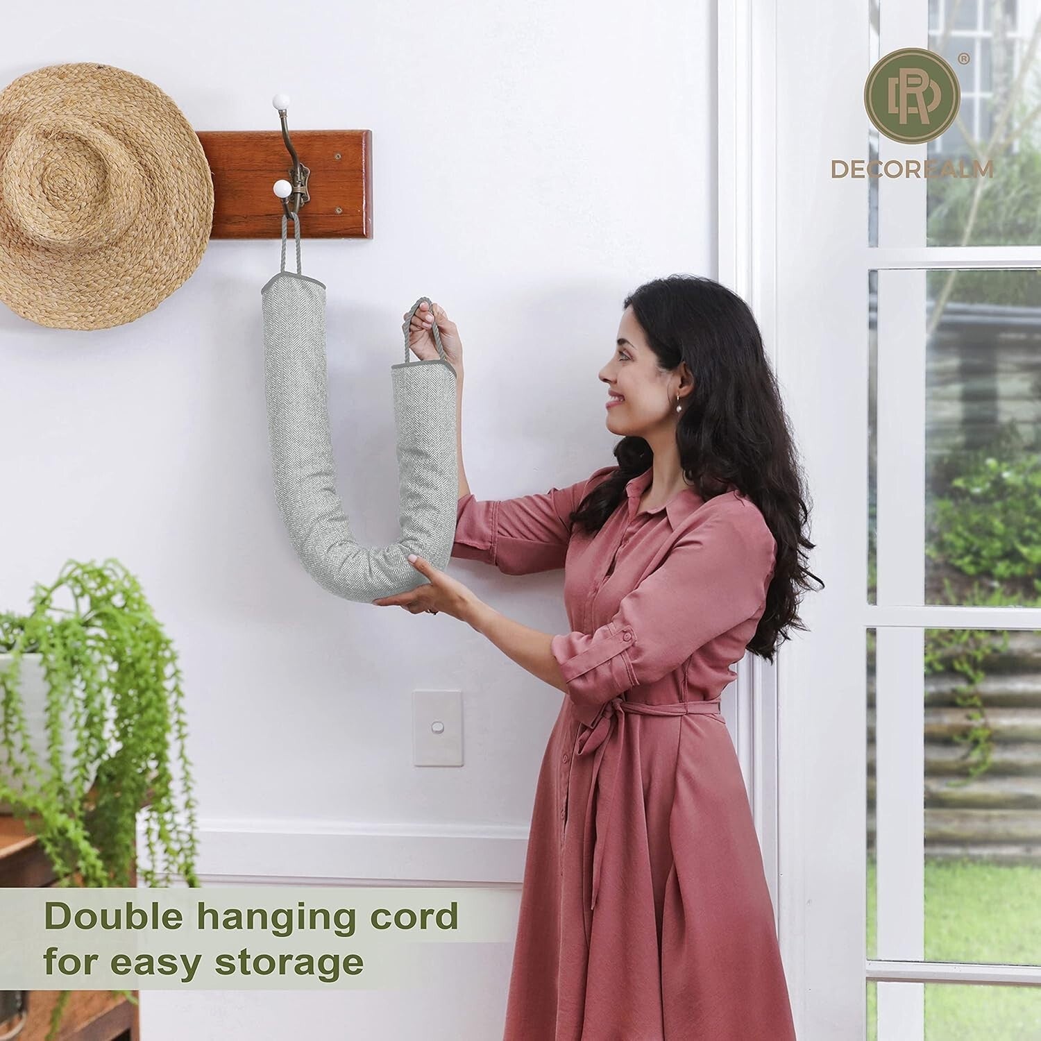 36" Weighted Under Door Draft Stopper - Pewter Herringbone Insulation Blocker