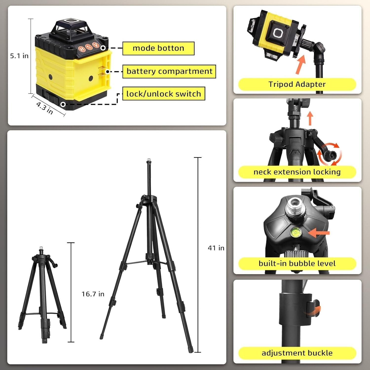 Rechargeable Laser Level with 16 Lines and Tripod – Accurate Home Renovations