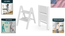Load image into Gallery viewer, Lightweight Aluminum Foldable Step Ladder - 2 Step, Anti-Slip Safety Design