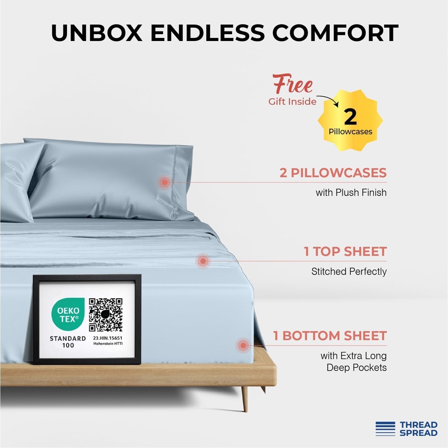 Cooling 100% Egyptian Cotton 4PC Sheet Set - Cal King Size - Hotel Quality