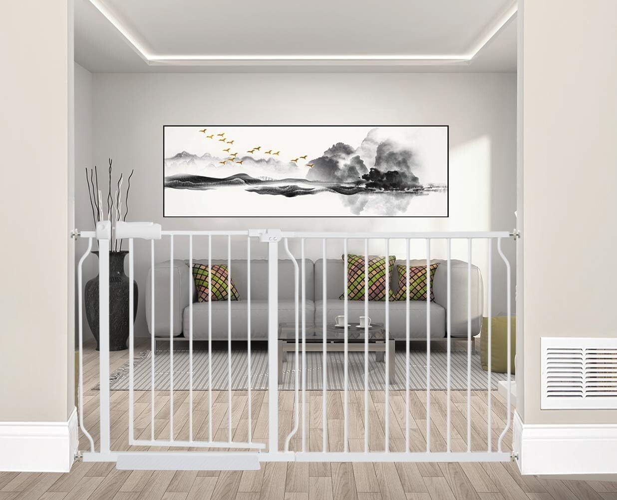 Stylish Pressure Mounted Child & Pet Gate – Fits Wide Openings 24-81 Inches