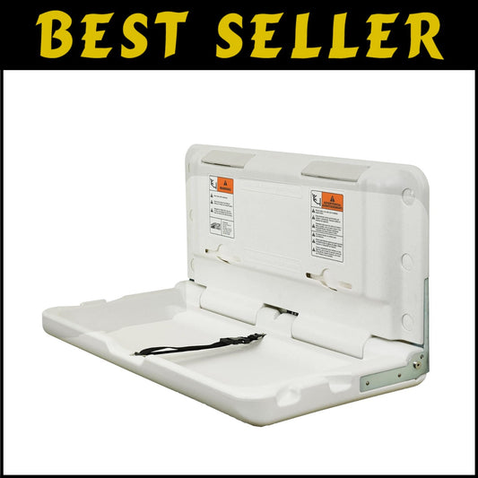 Horizontal Wall-Mounted Diaper Changing Station - Safe & Stylish White Granite