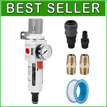 Load image into Gallery viewer, Auto Drain Air Filter/Regulator Combo with 5 Micron Filter &amp; Metal Bracket