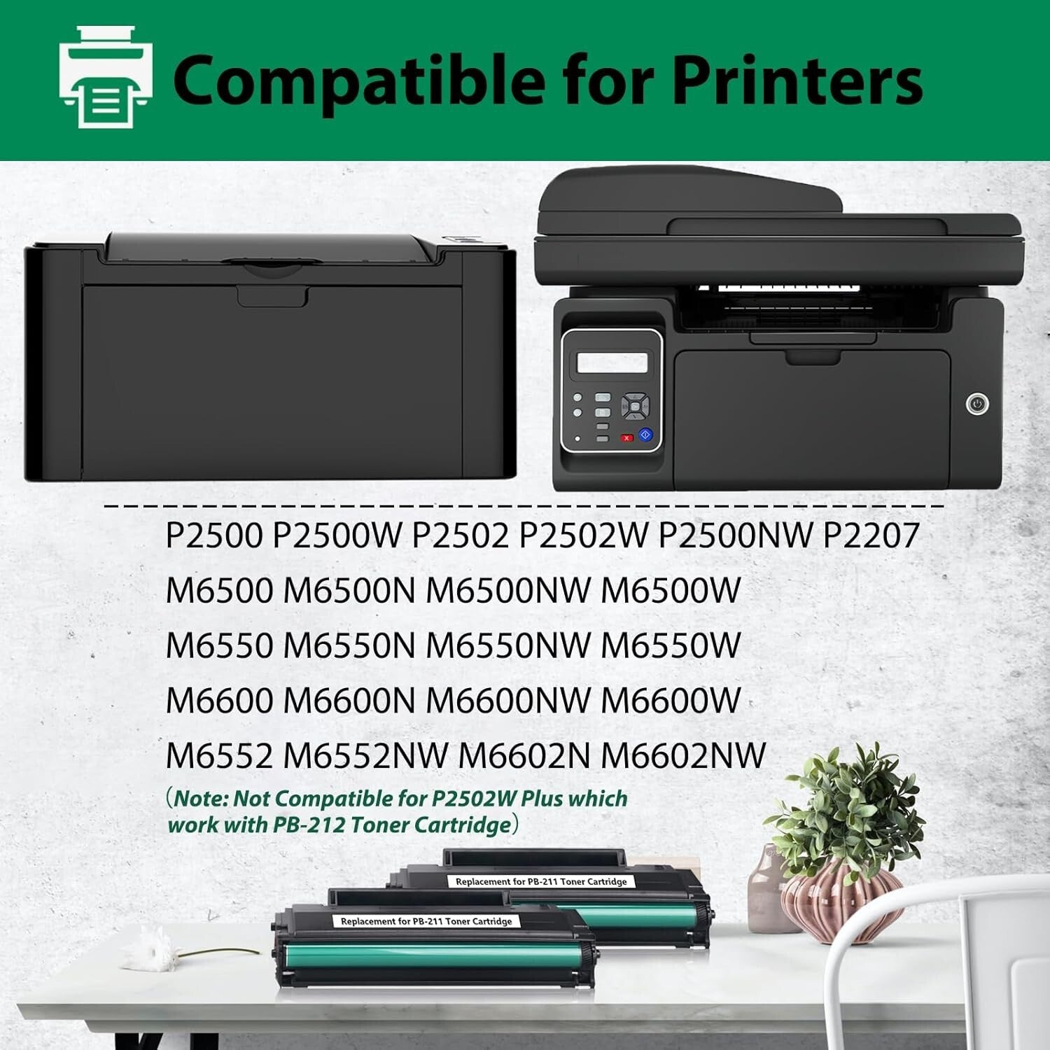 Upgraded Pantum PB-211 Toner Cartridge - 2 Pack with Precision Chip Technology