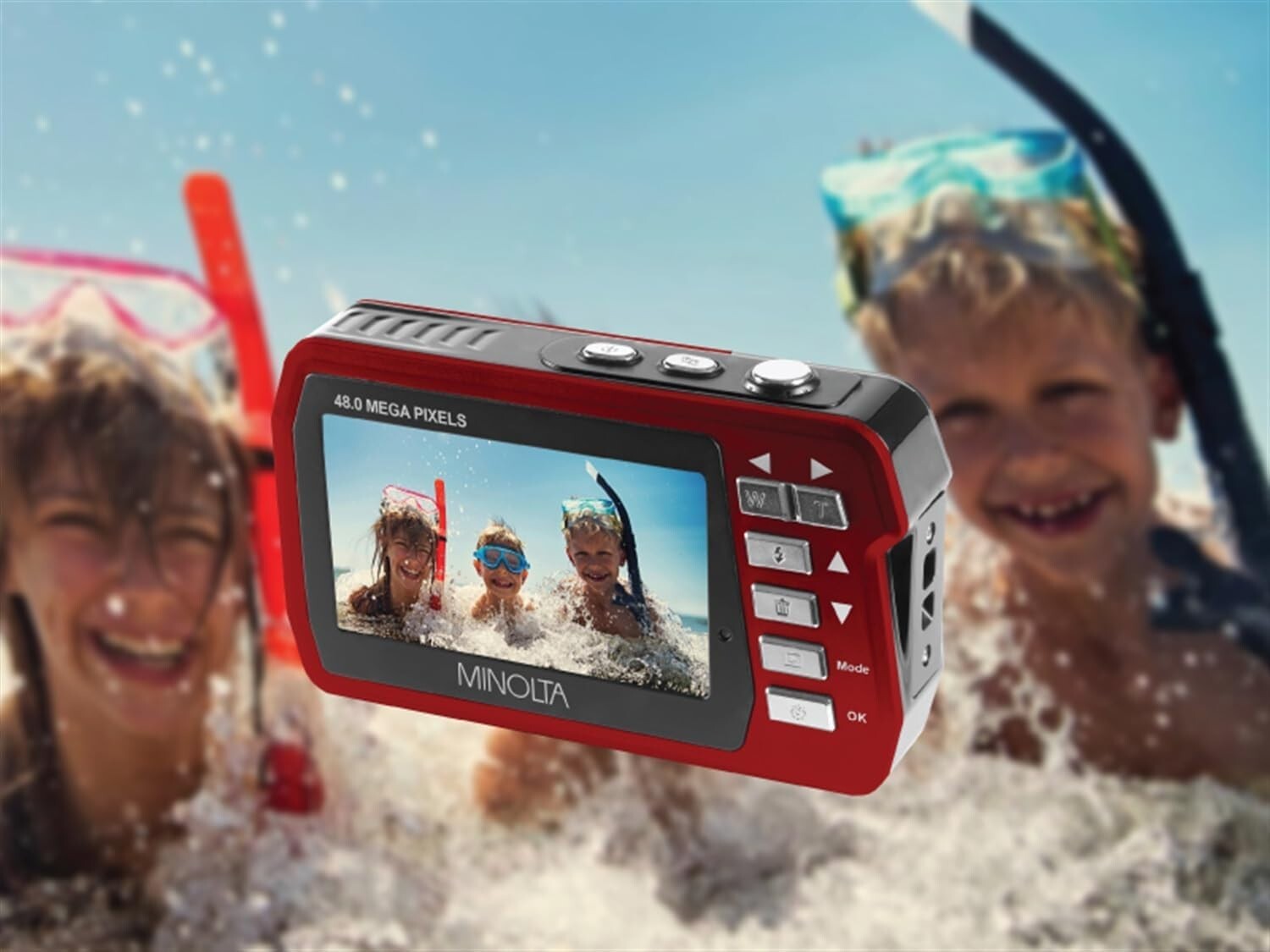 48MP Waterproof Digital Camera with Dual LCD Screens - 2.7K Video Capture