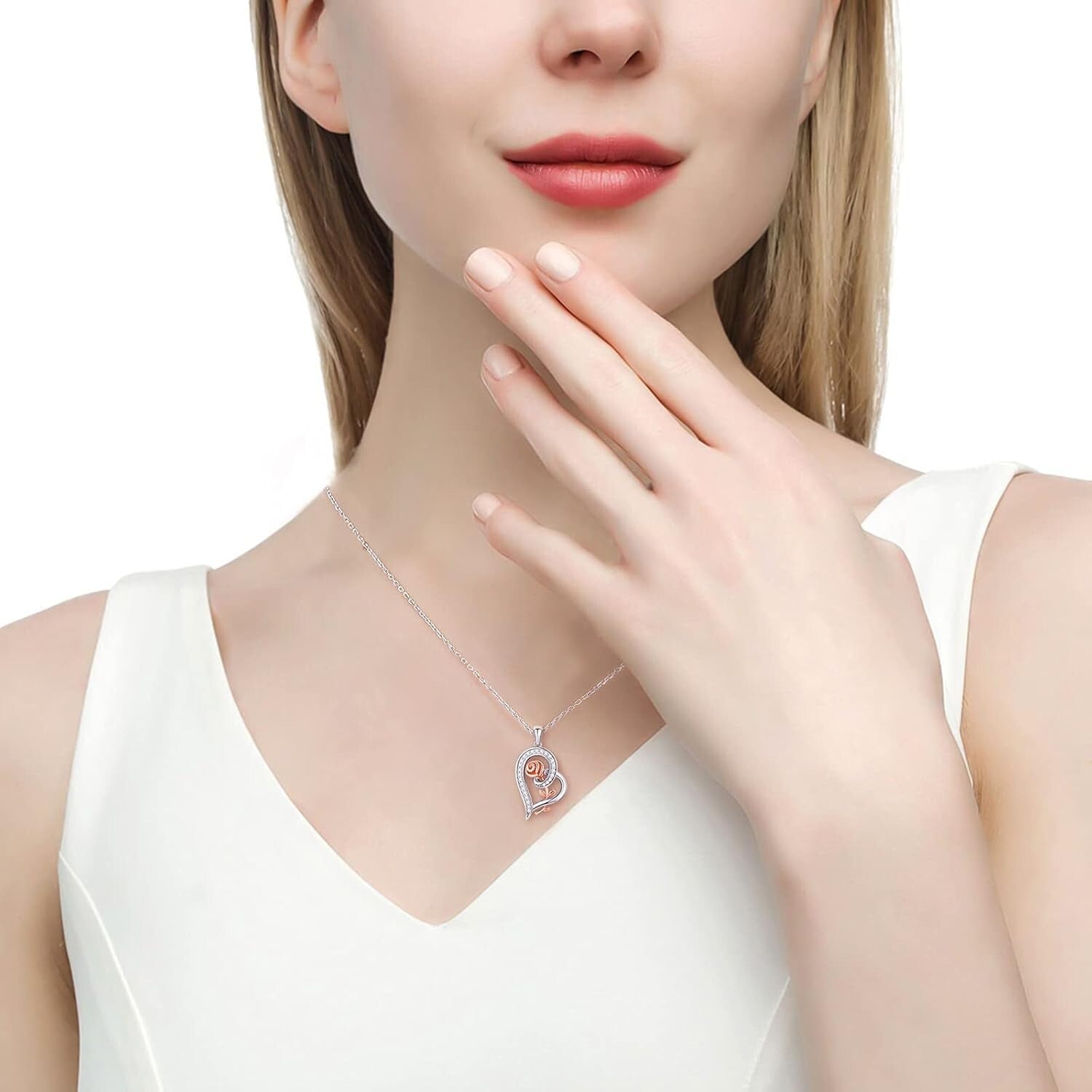 Adjustable Heart Rose Necklace in Sterling Silver - Sentimental Gift Idea